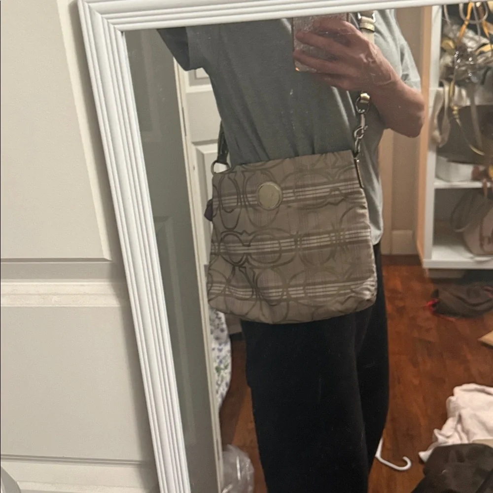 Coach Plaid Beige and Lavender Crossbody Bag